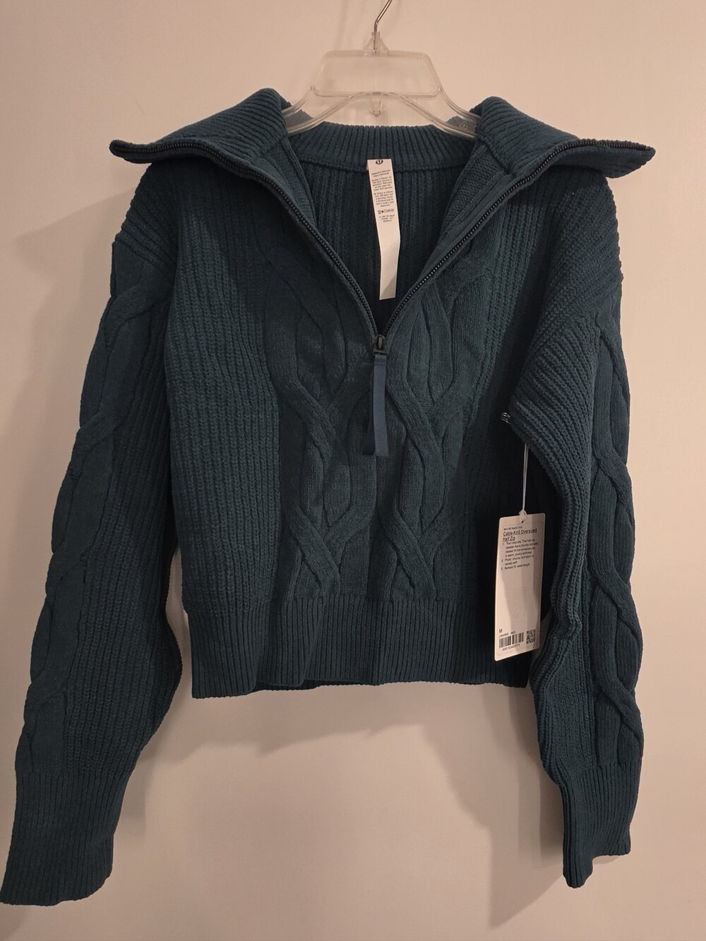 Lululemon Half-Zip Cable Knit Sweater - Teal